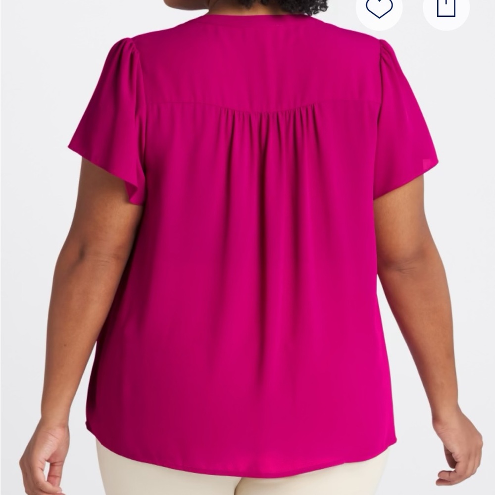 NWT Monday Fun Ruby Short Sleeve Pleated Blouse - Picture 2 of 4